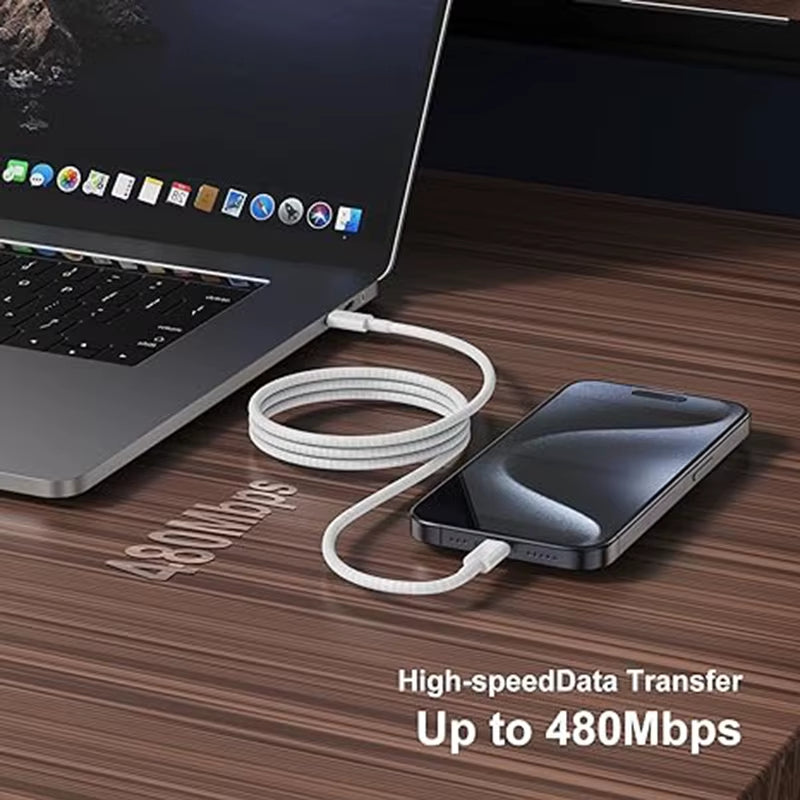 USB-C to USB-C Fast Charging PD 60W Cable for iPhone 15, Android, Samsung, and Huawei - Braided Charger Cable
