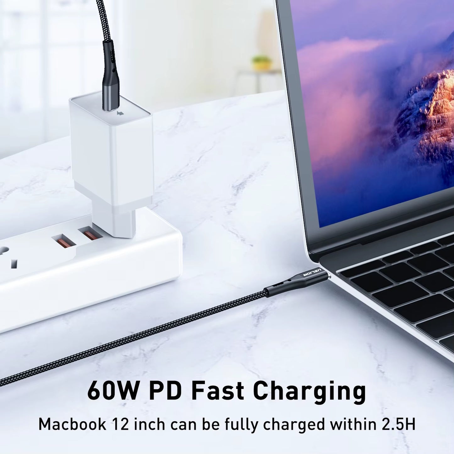 PD 60W Type-C to Type-C Fast Charging Cable with QC 3.0 for MacBook, Xiaomi 12, POCO X4, Samsung S22 Ultra, and OnePlus 9RT