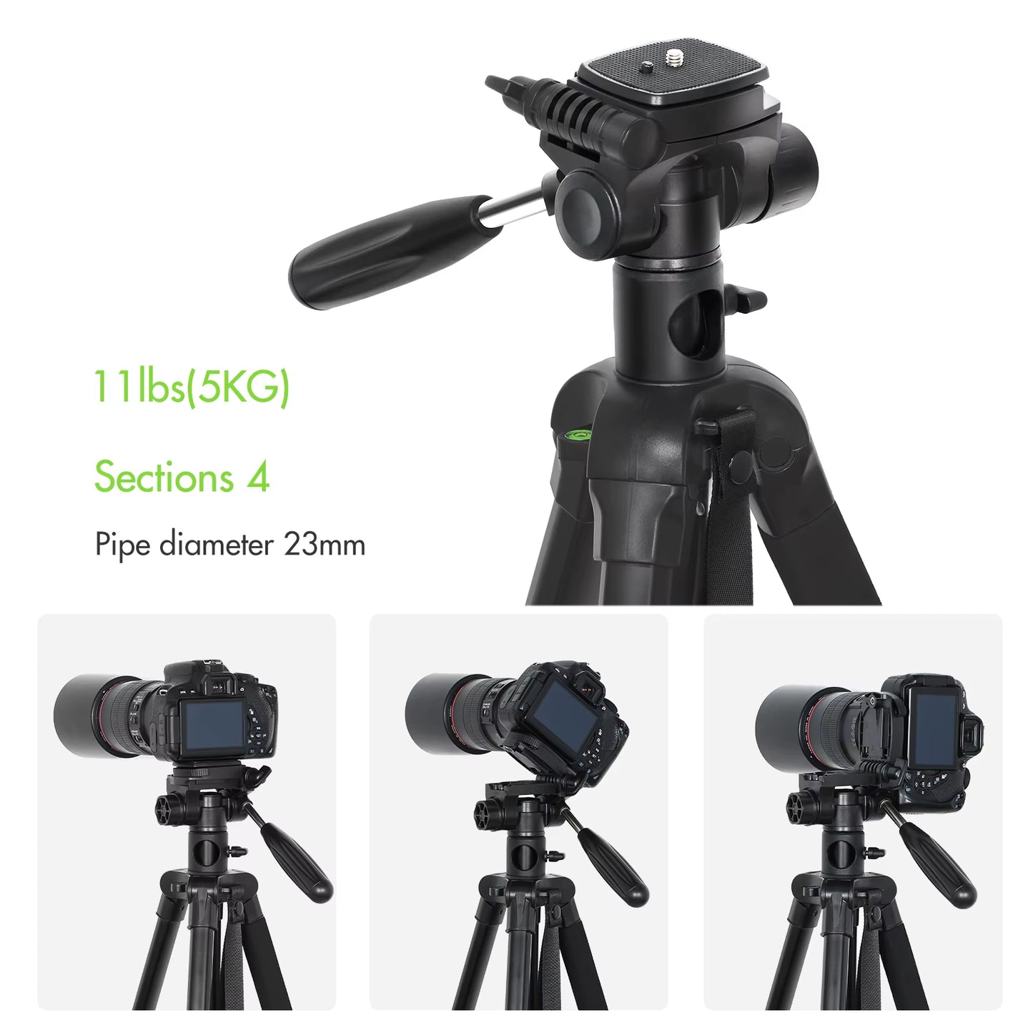 TTT-009 Tripod 168Cm Monopod Camera Horizontal Tripod for Canon Sony Nikon DSLR Mirroless Cameras Camcorders Smartphones