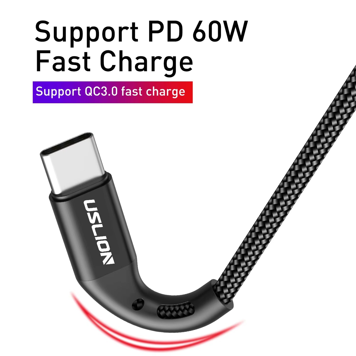 PD 60W Type-C to Type-C Fast Charging Cable with QC 3.0 for MacBook, Xiaomi 12, POCO X4, Samsung S22 Ultra, and OnePlus 9RT