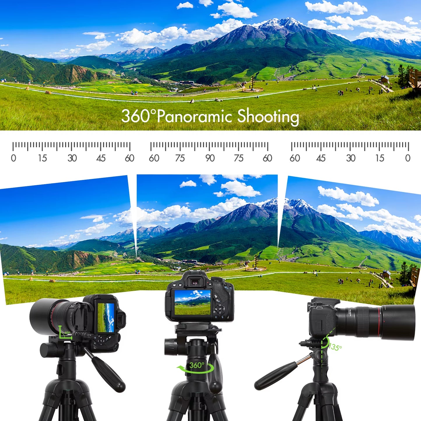TTT-009 Tripod 168Cm Monopod Camera Horizontal Tripod for Canon Sony Nikon DSLR Mirroless Cameras Camcorders Smartphones