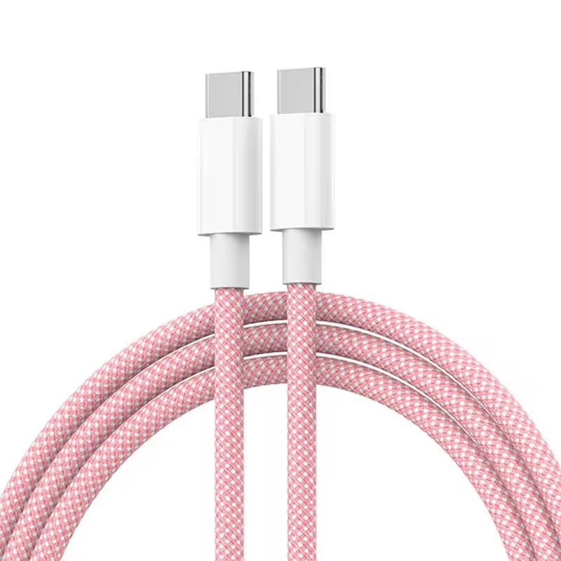 USB-C to USB-C Fast Charging PD 60W Cable for iPhone 15, Android, Samsung, and Huawei - Braided Charger Cable