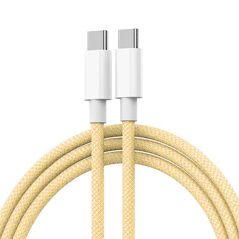 USB-C to USB-C Fast Charging PD 60W Cable for iPhone 15, Android, Samsung, and Huawei - Braided Charger Cable