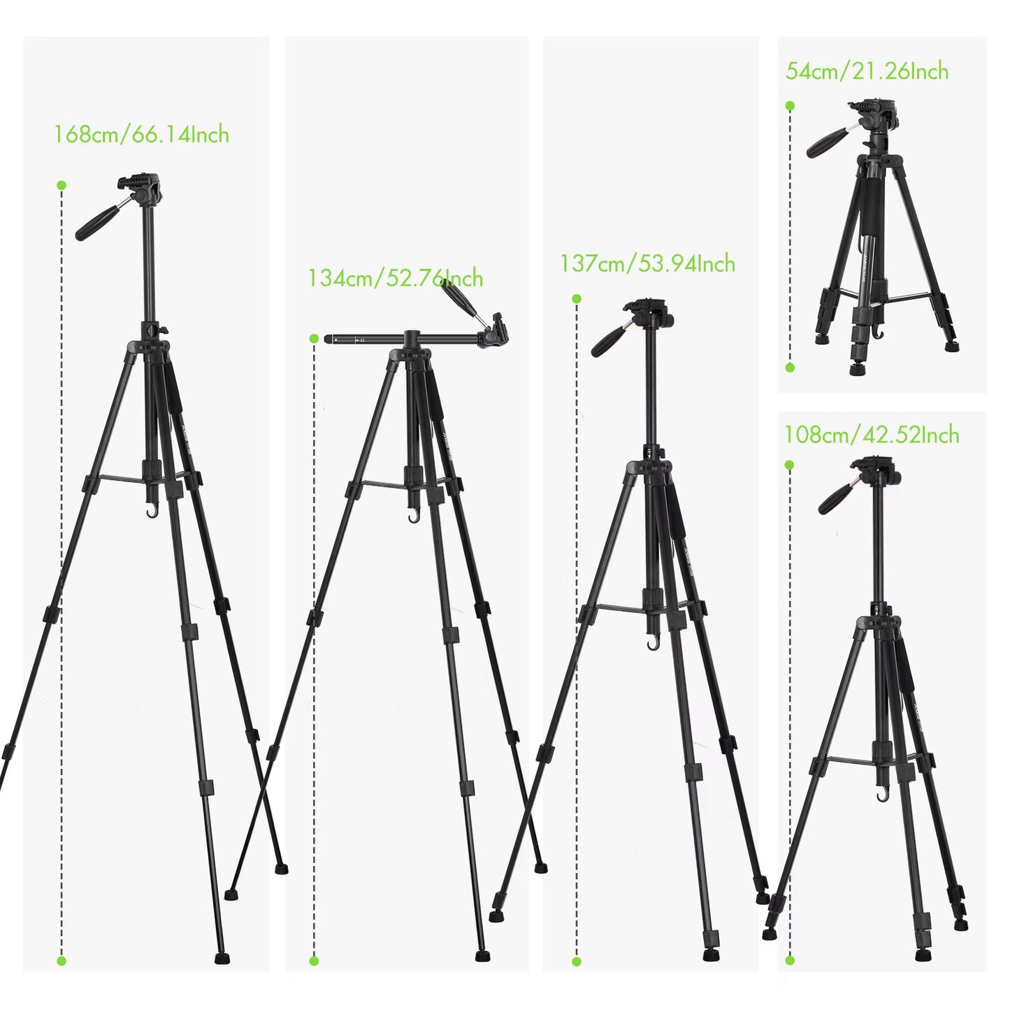 TTT-009 Tripod 168Cm Monopod Camera Horizontal Tripod for Canon Sony Nikon DSLR Mirroless Cameras Camcorders Smartphones