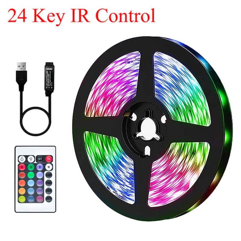 10M/20M RGB 5050/RGBIC LED Strip Lights with WS2812B Infrared Bluetooth Controller for TV Backlighting and Room Decoration