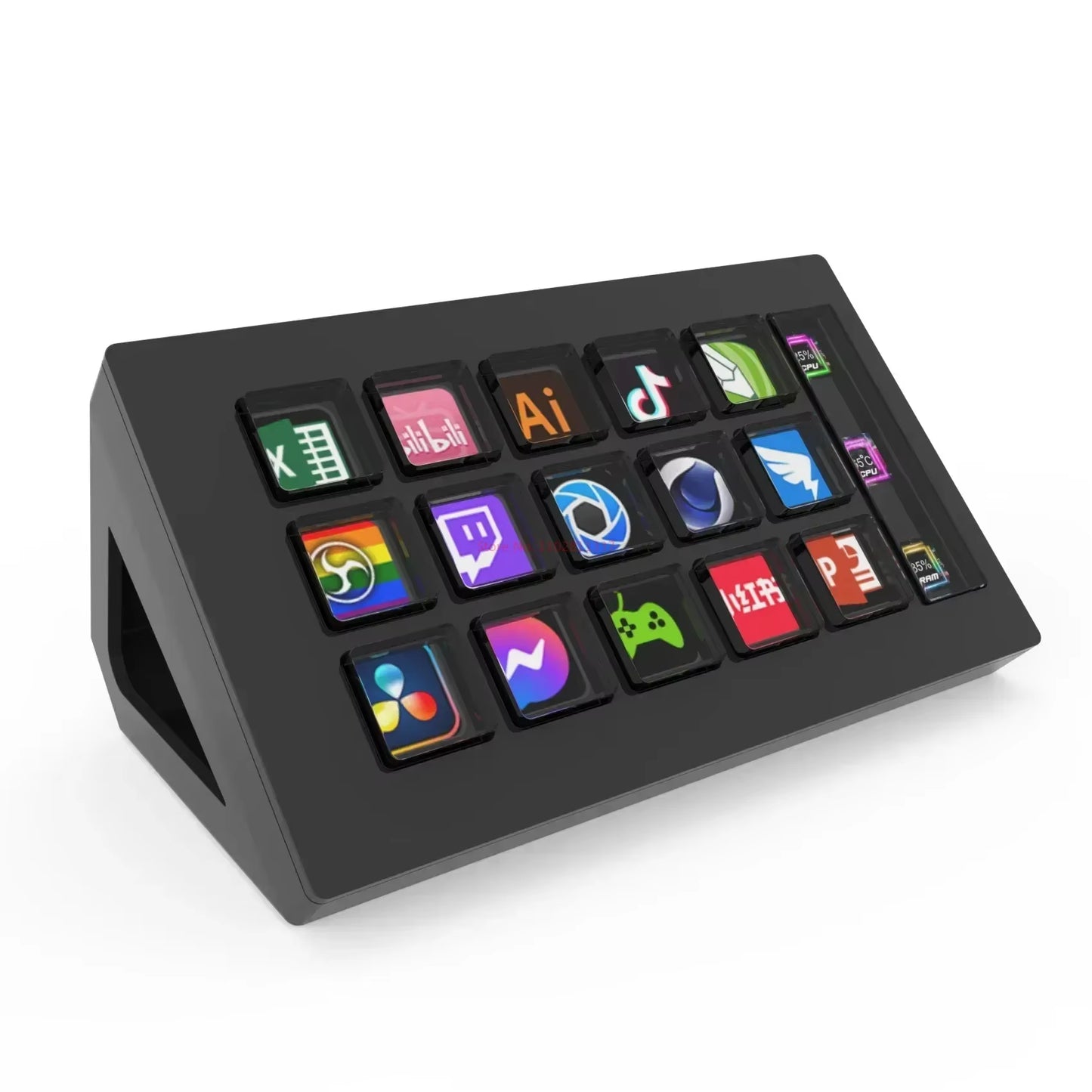 Visual Stream Deck Keyboard Lcd Button 15 Keys Live Content Creation Controller Custom Button for Windows/Macos/Android/Ios Gift