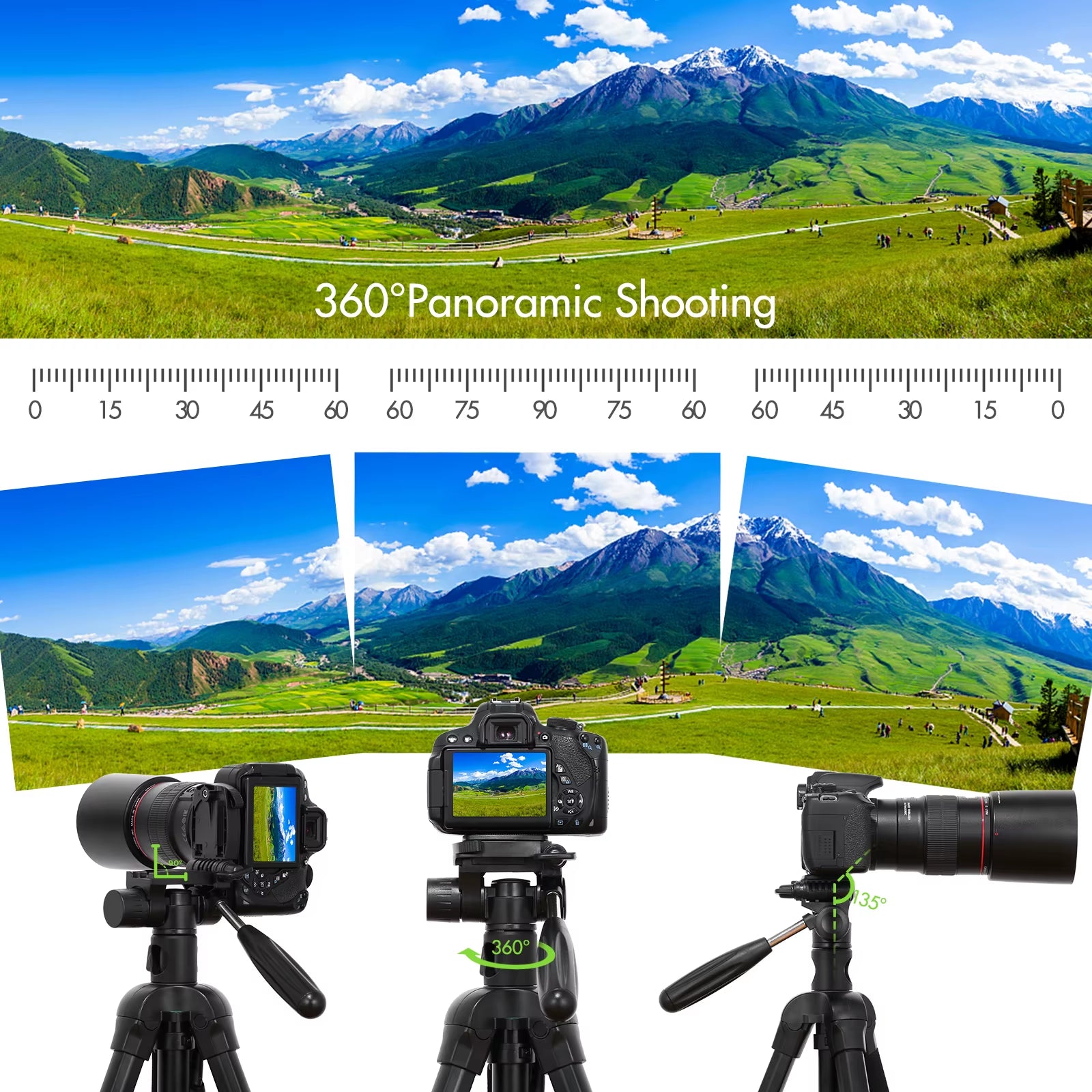 TTT-009 Tripod 168Cm Monopod Camera Horizontal Tripod for Canon Sony Nikon DSLR Mirroless Cameras Camcorders Smartphones