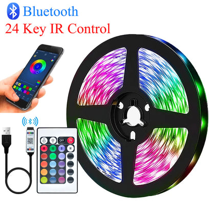 10M/20M RGB 5050/RGBIC LED Strip Lights with WS2812B Infrared Bluetooth Controller for TV Backlighting and Room Decoration