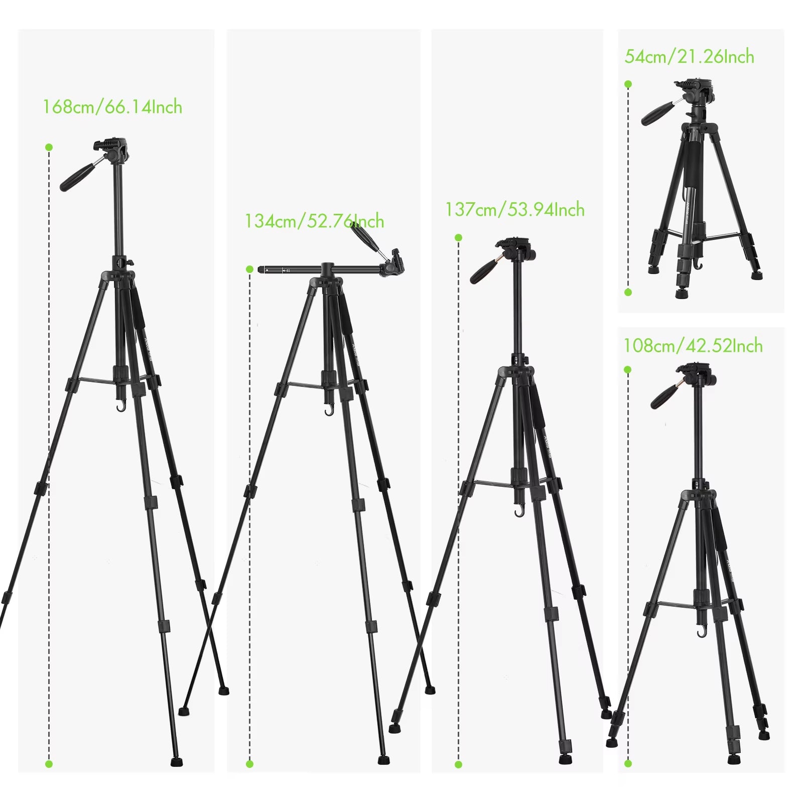 TTT-009 Tripod 168Cm Monopod Camera Horizontal Tripod for Canon Sony Nikon DSLR Mirroless Cameras Camcorders Smartphones