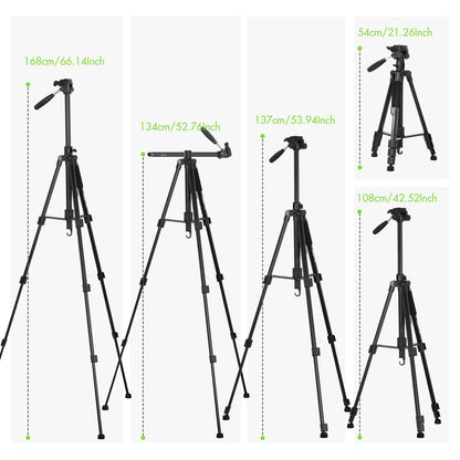 TTT-009 Tripod 168Cm Monopod Camera Horizontal Tripod for Canon Sony Nikon DSLR Mirroless Cameras Camcorders Smartphones