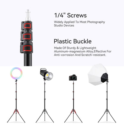 1.9M/75Inch Aluminium Light Stand Photography Light Tripod Monopod Light Bracket for LED Video Light Flash Travel 1/4 Screw
