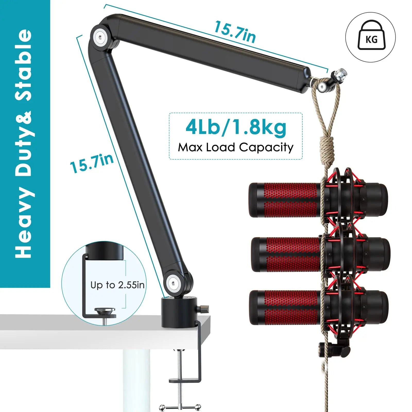 Adjustable Heavy Suspension Boom Microphone Stand for SM7B K688 K658 AM8 Condenser Microphone Recording Studio Scissor Arm Stand