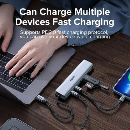 7 in 1 USB C Hub Multiport Adapter, 4K/60Hz HDMI 2.0, 100W PD, USB-A 5Gbps & USB-C 480Mbps Data Ports, SD/TF Card Reader