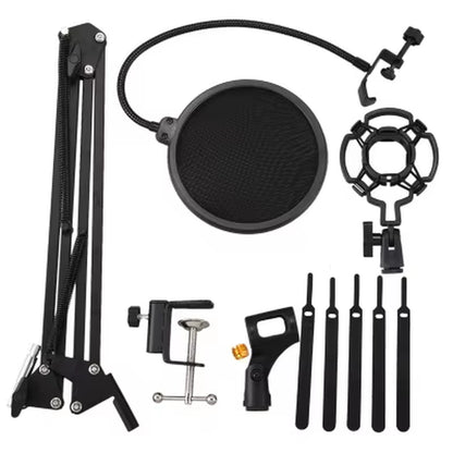 Microphone Stand for Blue Yeti and Blue Snowball with Mic Pop Filter and Heavy Duty Boom Scissor Arm Stands for BM 800 Mic